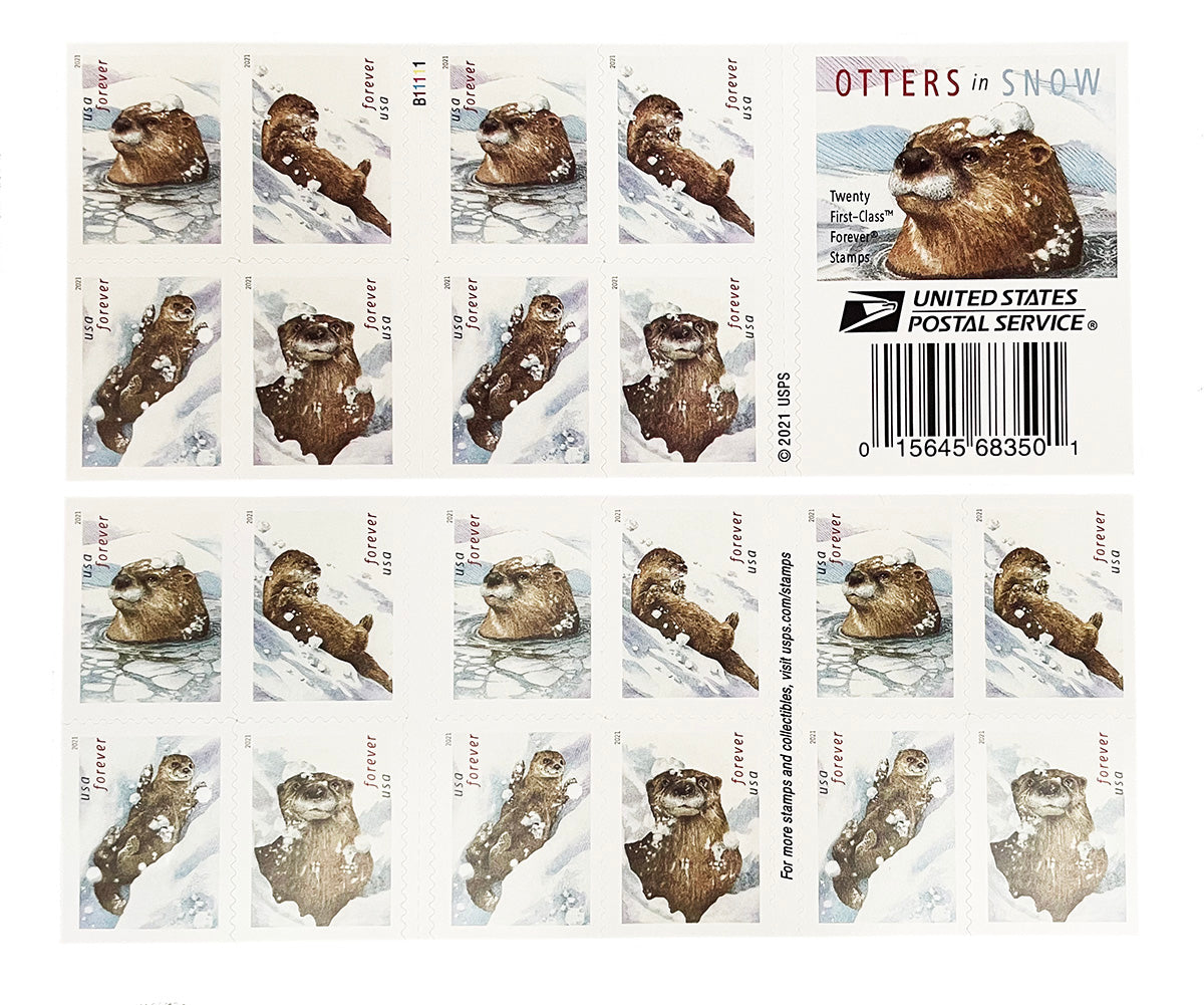 Otters in Snow Forever Stamps – STAMPS.DEALS